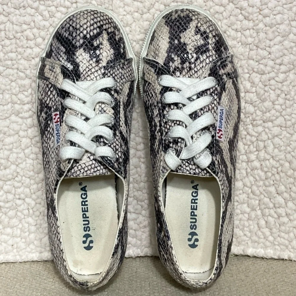 Superga Unisex Snake Print Platform Sneakers Shoes Size US Men's 5 & Womens 6.5